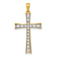 14K Yellow Gold 0.20 Carat Lab Grown Diamond VS SI+ G+ Complete Cross Pendant view 1