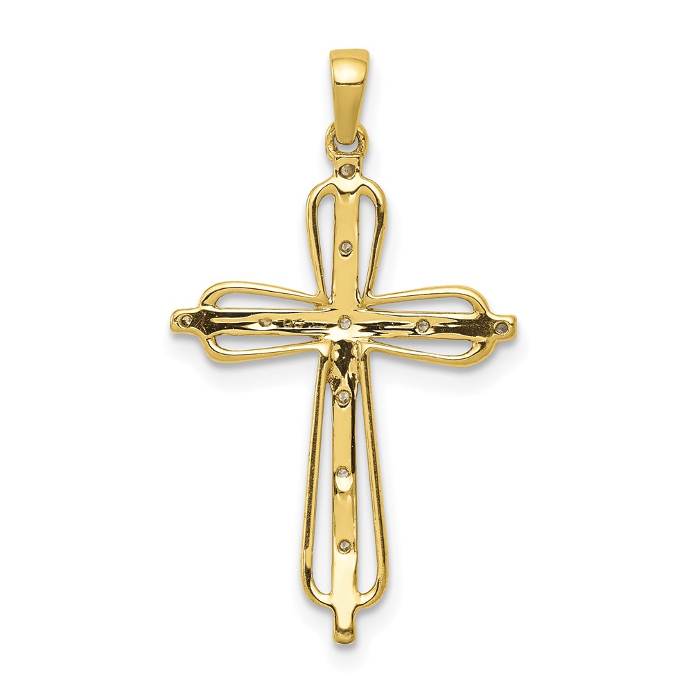 14k & Rhodium .03ct. Diamond Cross Pendant (PM5066-003-YA)