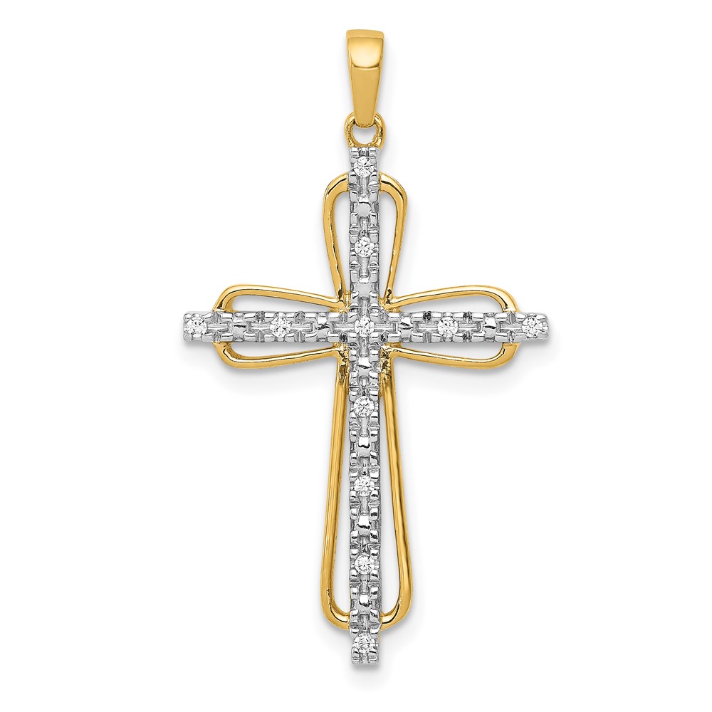 10K & rhodium Diamond Cross Pendant (PM5066-005-1YA)