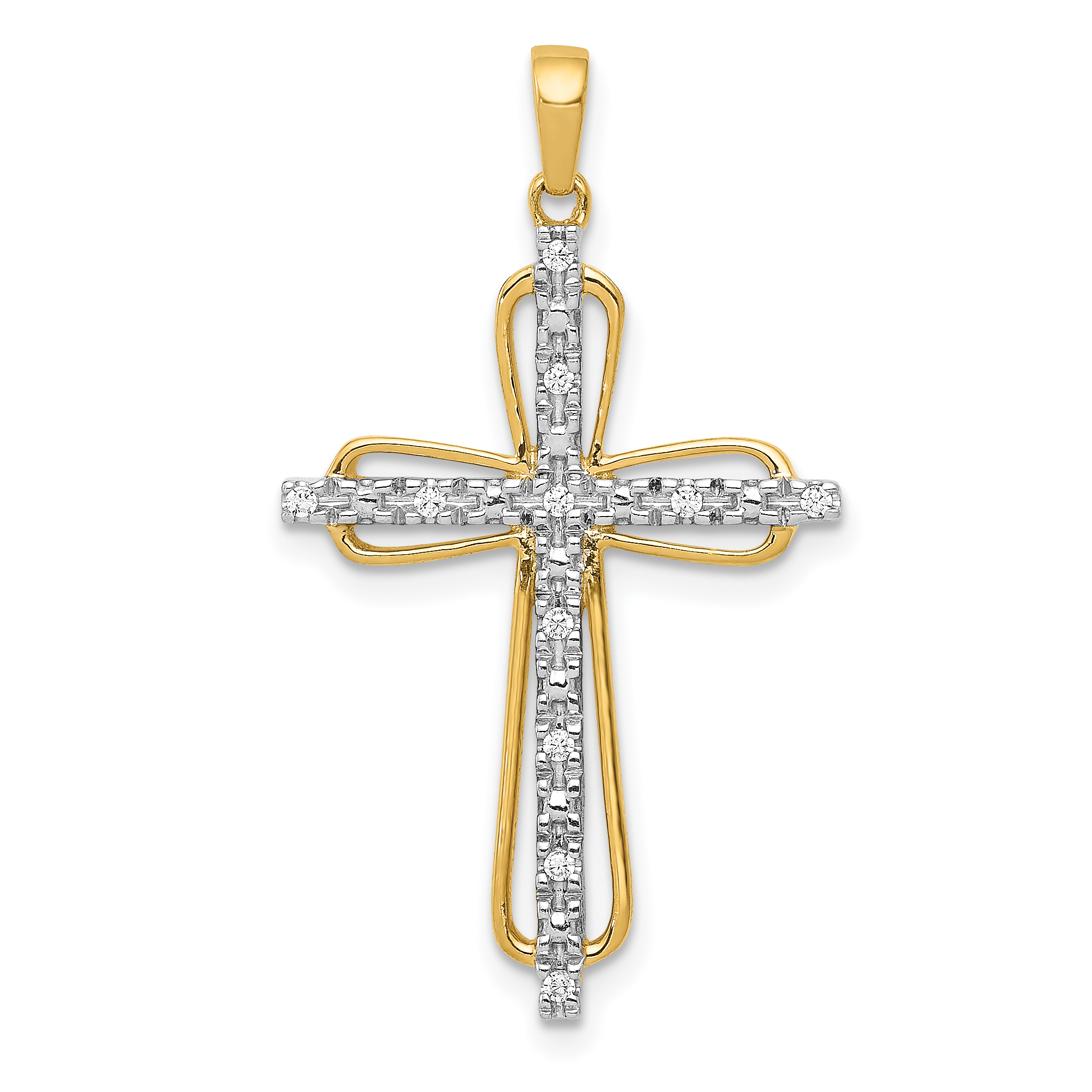 14k & rhodium Diamond Cross Pendant (PM5066-005-YA)
