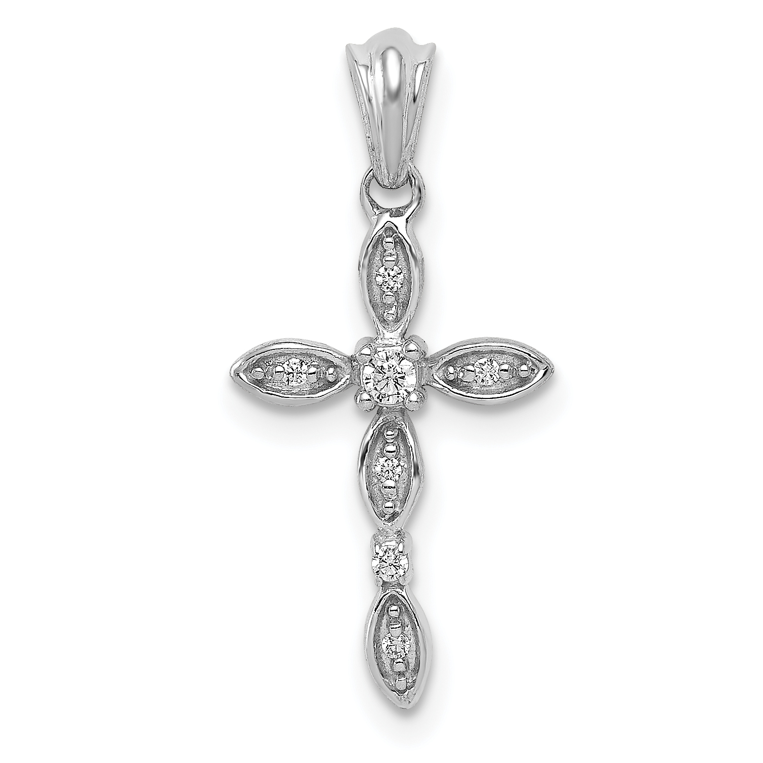 14k White Gold 1/20ct. Diamond Cross Pendant (PM5067-005-WA)