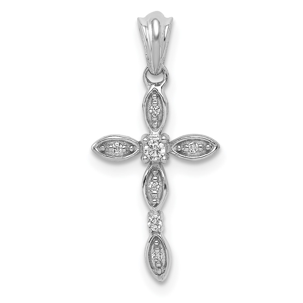 14k White Gold 1/20ct. Diamond Cross Pendant (PM5067-005-WA)