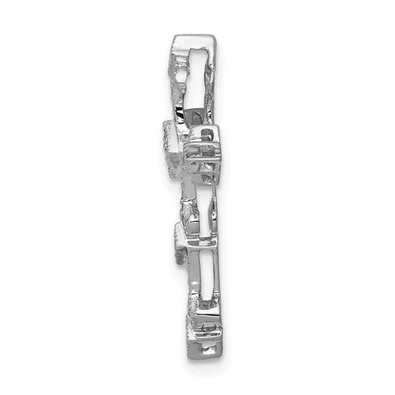 14k White Gold 1/6 carat Diamond Filigree Cross Chain Slide