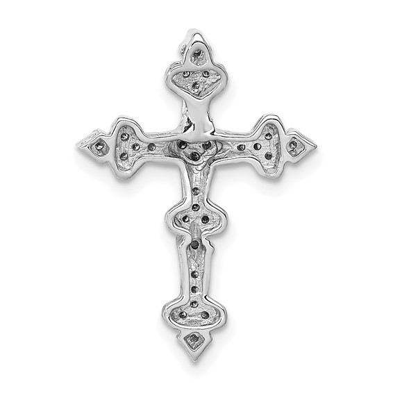 14k White Gold 1/6 carat Diamond Filigree Cross Chain Slide
