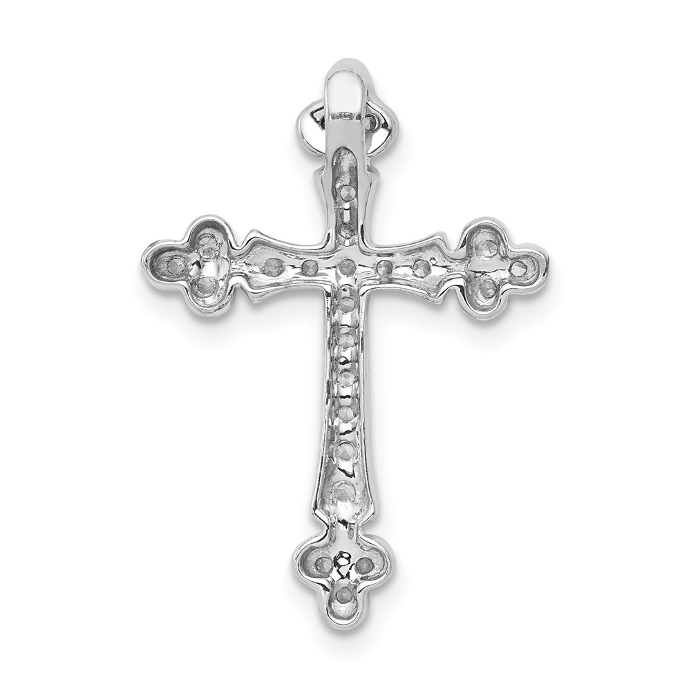 10K White Gold 1/4ct. Diamond Budded Cross Chain Slide (PM5070-025-1WA)