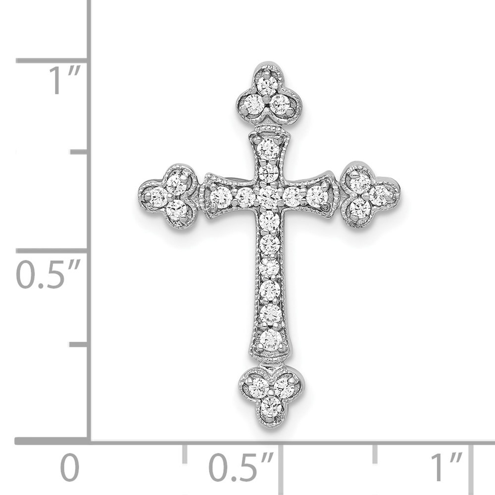10K White Gold 1/4ct. Diamond Budded Cross Chain Slide (PM5070-025-1WA)