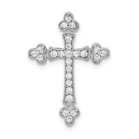 14K White Gold 0.25 Carat Lab Grown Diamond VS SI+ G+ Complete Cross Chain Slide Pendant view 1