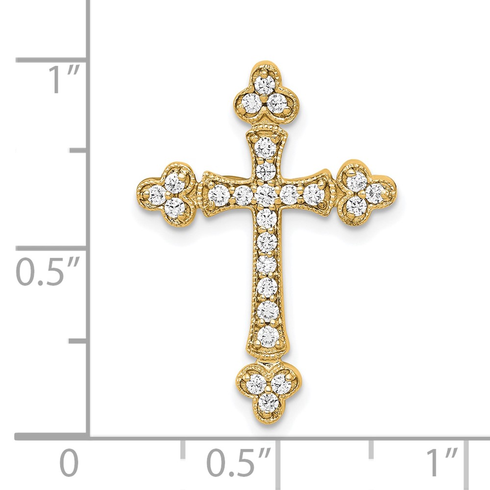 14k 1/4ct. Diamond Budded Cross Chain Slide (PM5070-025-YA)