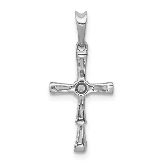 14k White Gold 1/5 carat Diamond Cross Pendant