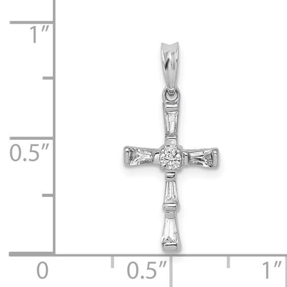14k White Gold 1/5 carat Diamond Cross Pendant