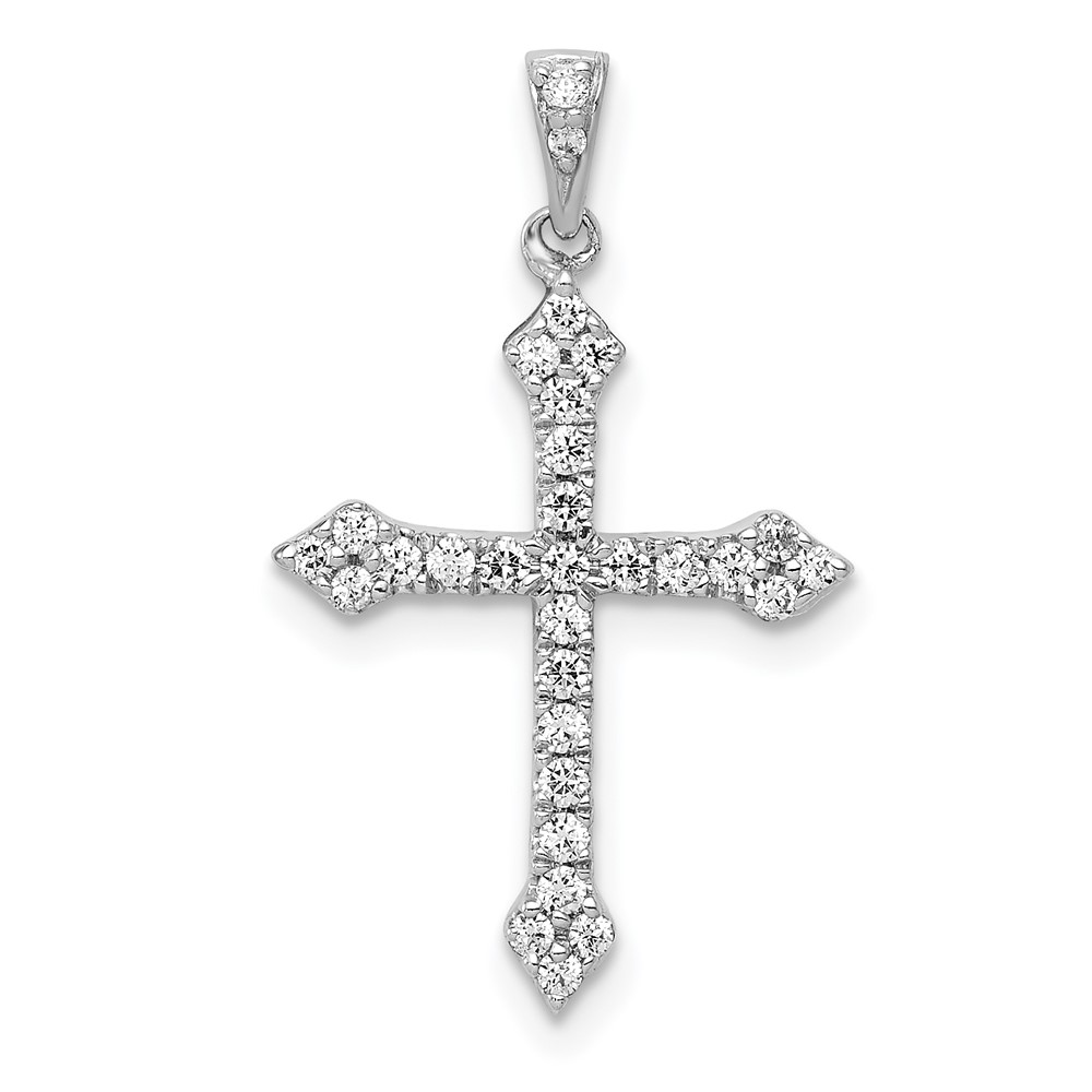 14K White Gold 0.20 Carat Lab Grown Diamond VS SI+ G+ Complete Cross Pendant