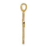 14K Yellow Gold 0.10 Carat Lab Grown Diamond VS SI+ G+ Complete Cross Pendant view 2