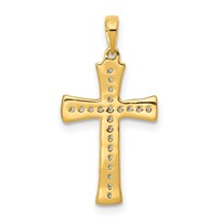 14K Yellow Gold 0.10 Carat Lab Grown Diamond VS SI+ G+ Complete Cross Pendant view 3