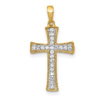 14K Yellow Gold 0.10 Carat Lab Grown Diamond VS SI+ G+ Complete Cross Pendant view 1
