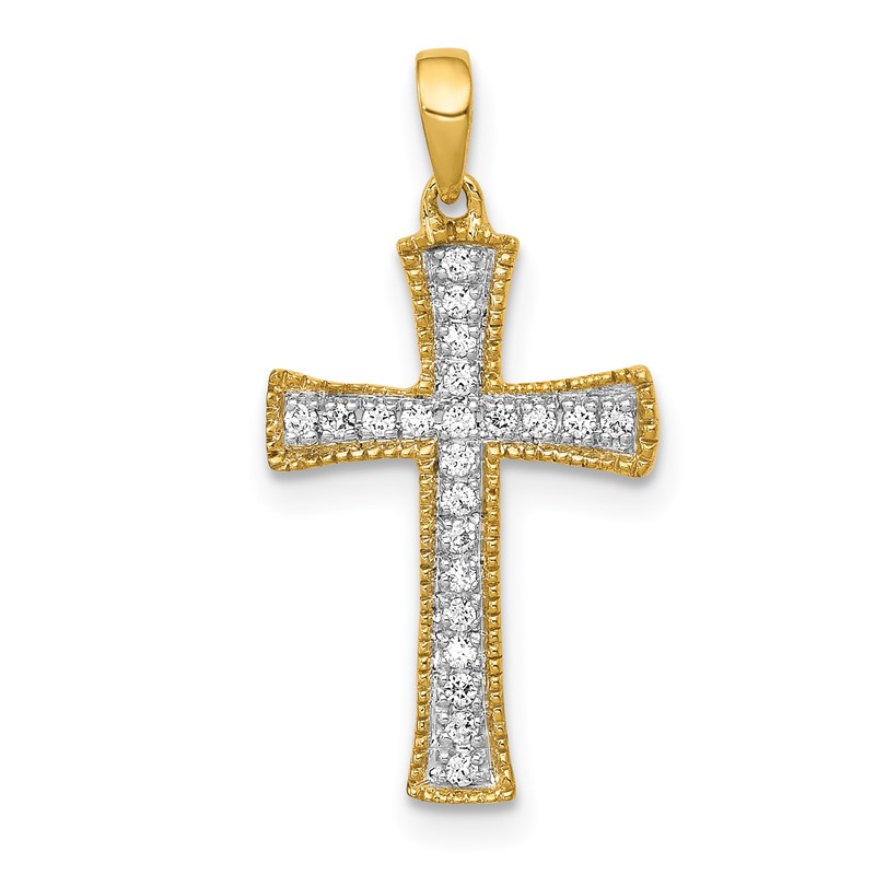 14k 1/10 carat Lab Grown Diamond VS/SI+ G+ Complete Cross Pendant
