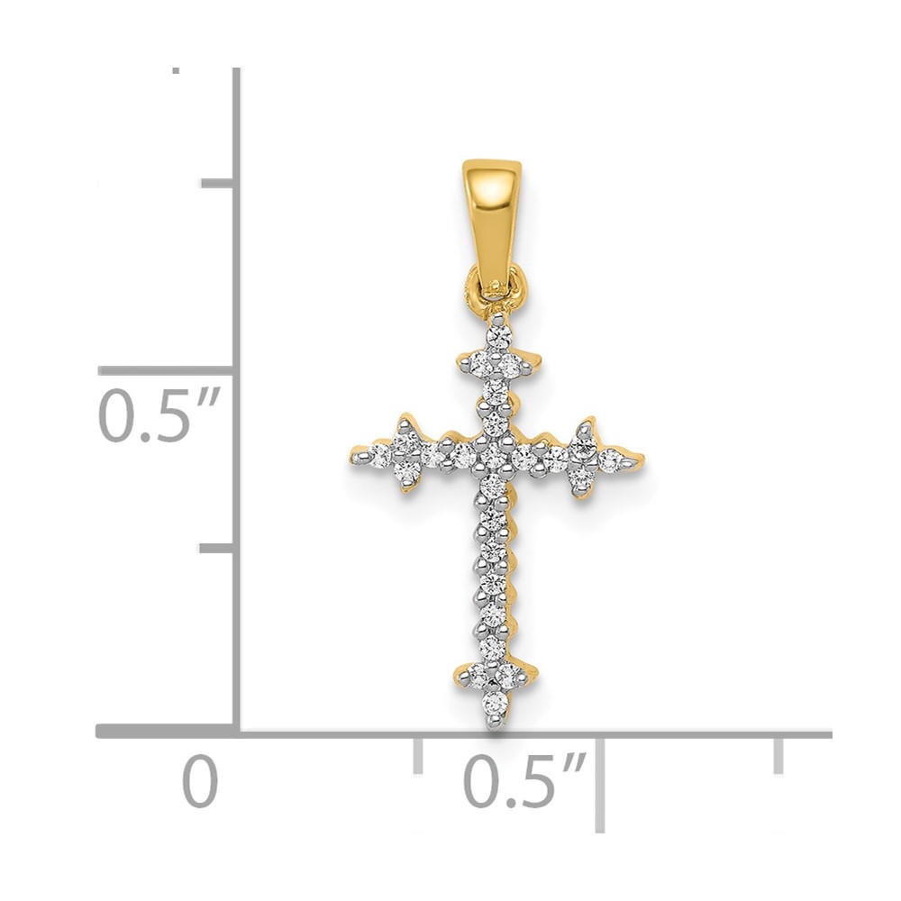 10K  1/10ct. Diamond Fleur de Lis Cross Pendant (PM5075-010-1YA)