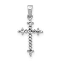 14K White Gold 0.10 Carat Lab Grown Diamond VS SI+ G+ Fleur De Lis Complete Cross Pendant view 3