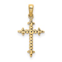 14K Yellow Gold 0.10 Carat Lab Grown Diamond VS SI+ G+ Fleur De Lis Complete Cross Pendant view 3