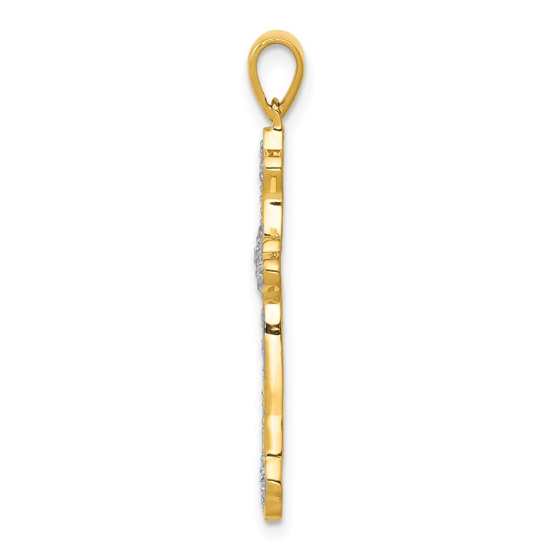 14k 1/10 carat Lab Grown Diamond VS/SI+ G+ Complete Cross Pendant