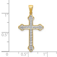 14K Yellow Gold 0.10 Carat Lab Grown Diamond VS SI+ G+ Complete Cross Pendant view 4