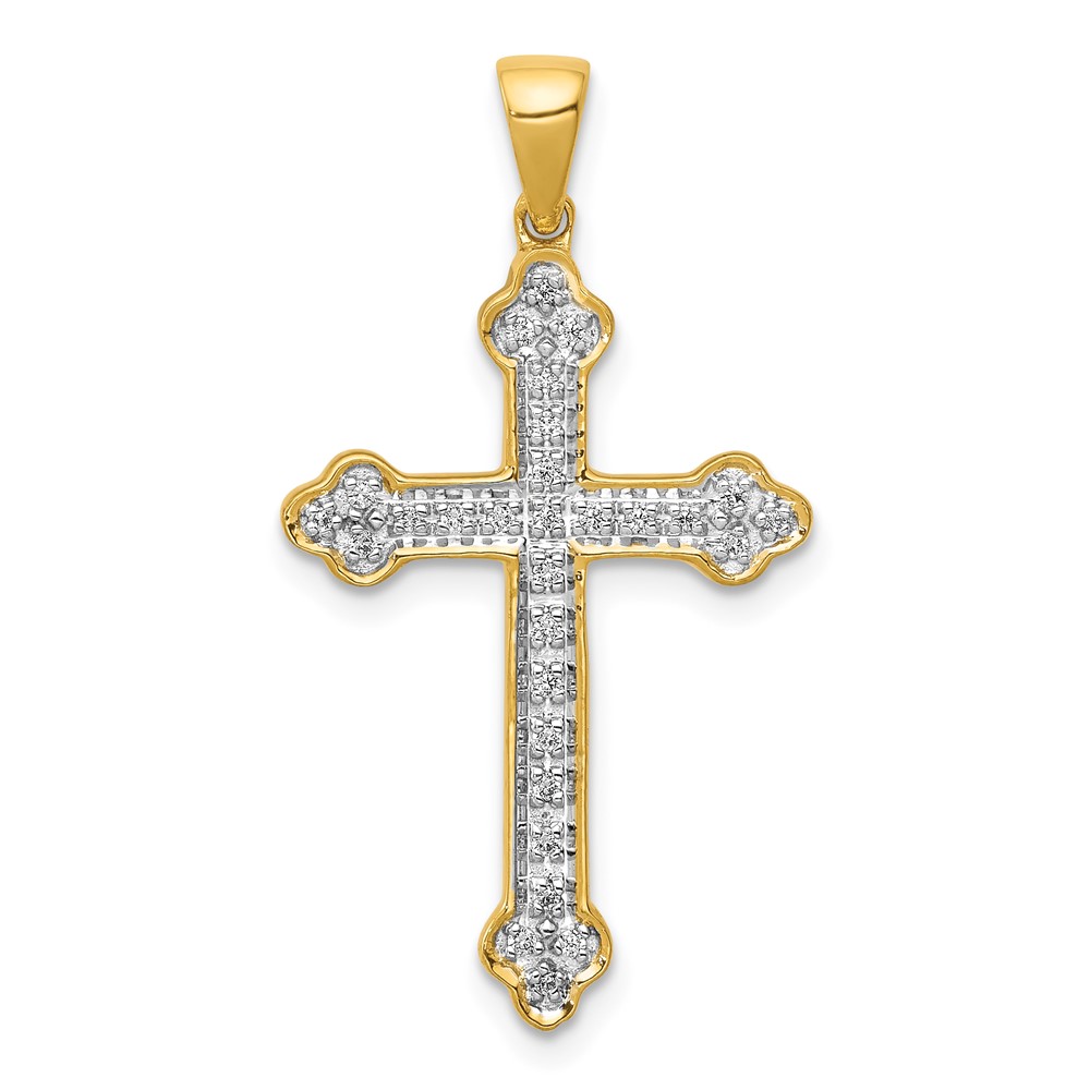 14K Yellow Gold 0.10 Carat Lab Grown Diamond VS SI+ G+ Complete Cross Pendant
