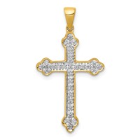 14K Yellow Gold 0.10 Carat Lab Grown Diamond VS SI+ G+ Complete Cross Pendant view 1