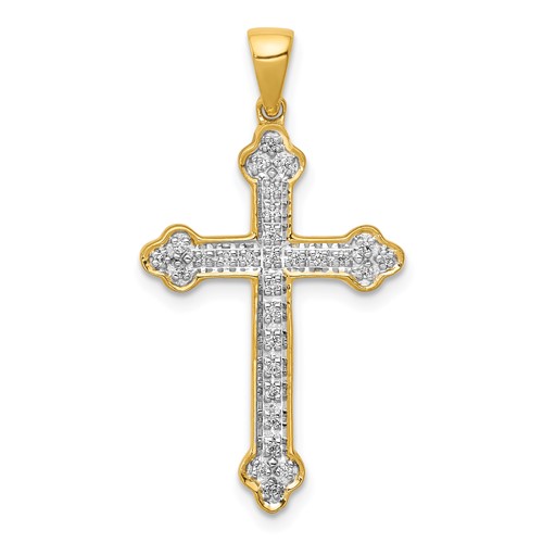14K Yellow Gold 0.10 Carat Lab Grown Diamond VS SI+ G+ Complete Cross Pendant