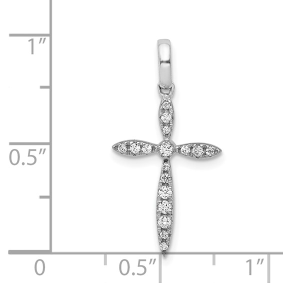 14k White Gold 1/6 carat Diamond Cross Pendant