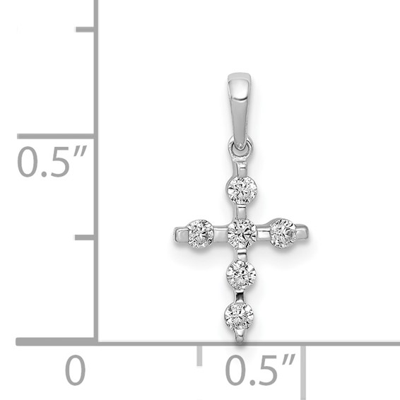 14k White Gold 1/6 carat Diamond Cross Pendant