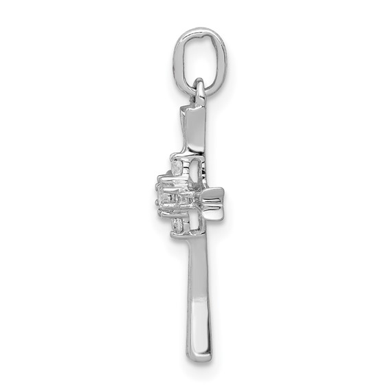 14k White Gold 1/15 carat Diamond Cross Pendant