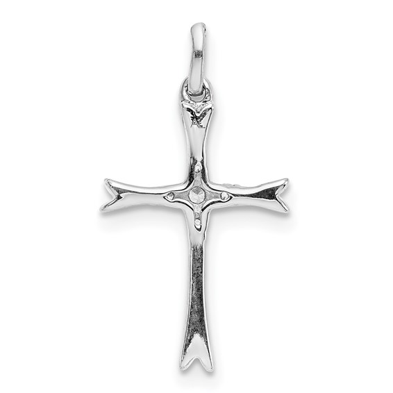 14k White Gold 1/15 carat Diamond Cross Pendant