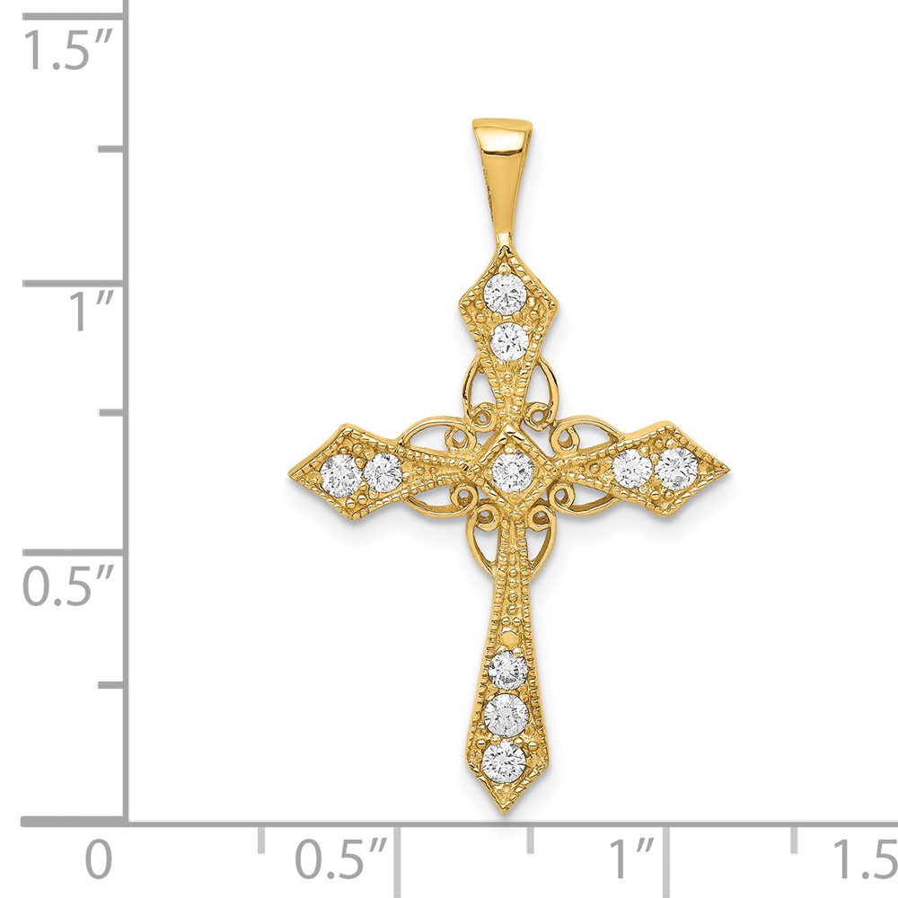 14k AA Diamond Passion Cross Pendant (PM5082-033-YA)