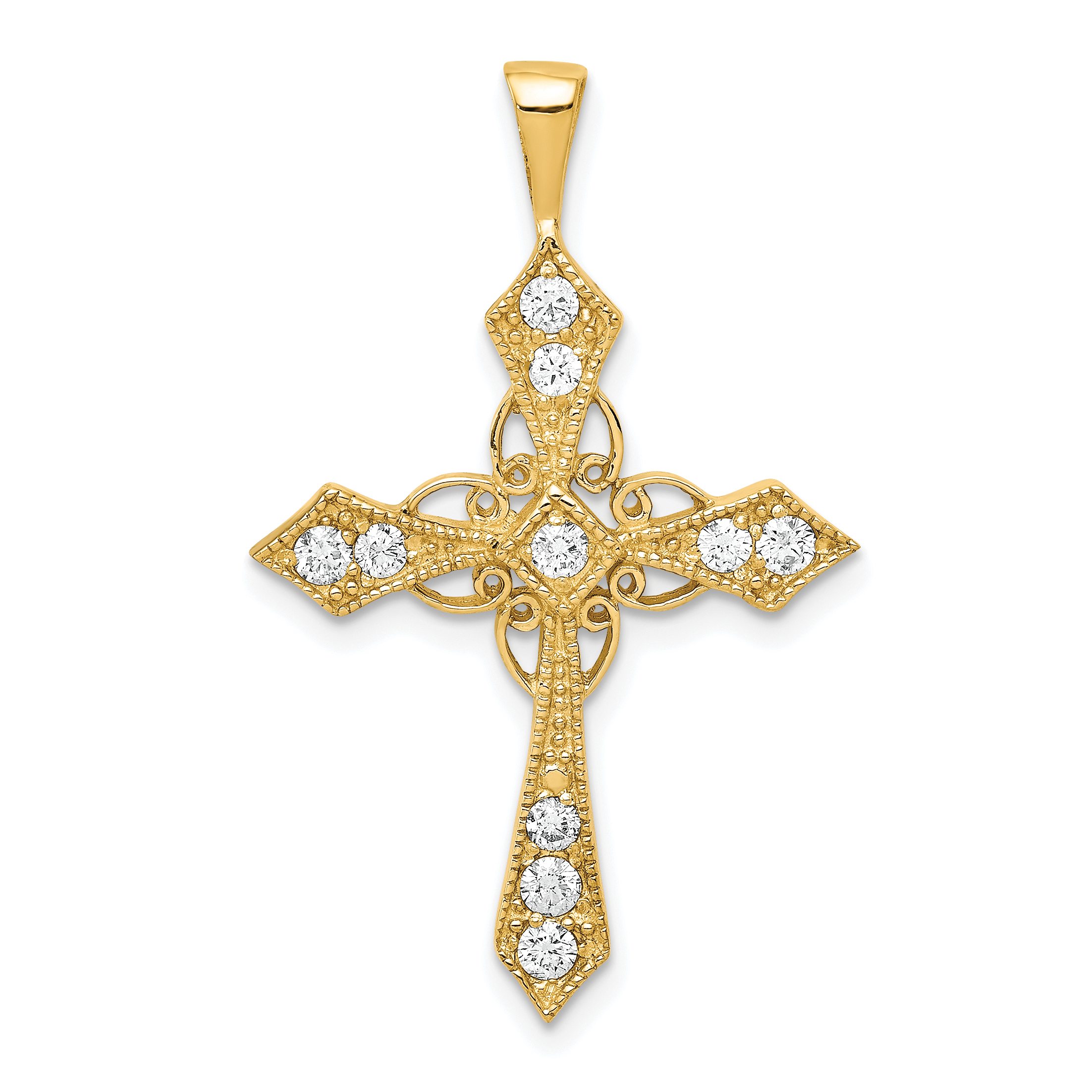 14k AA Diamond Passion Cross Pendant (PM5082-033-YA)