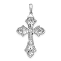 14K White Gold 0.50 Carat Lab Grown Diamond VS SI+ G+ Complete Fashion Cross Pendant view 3