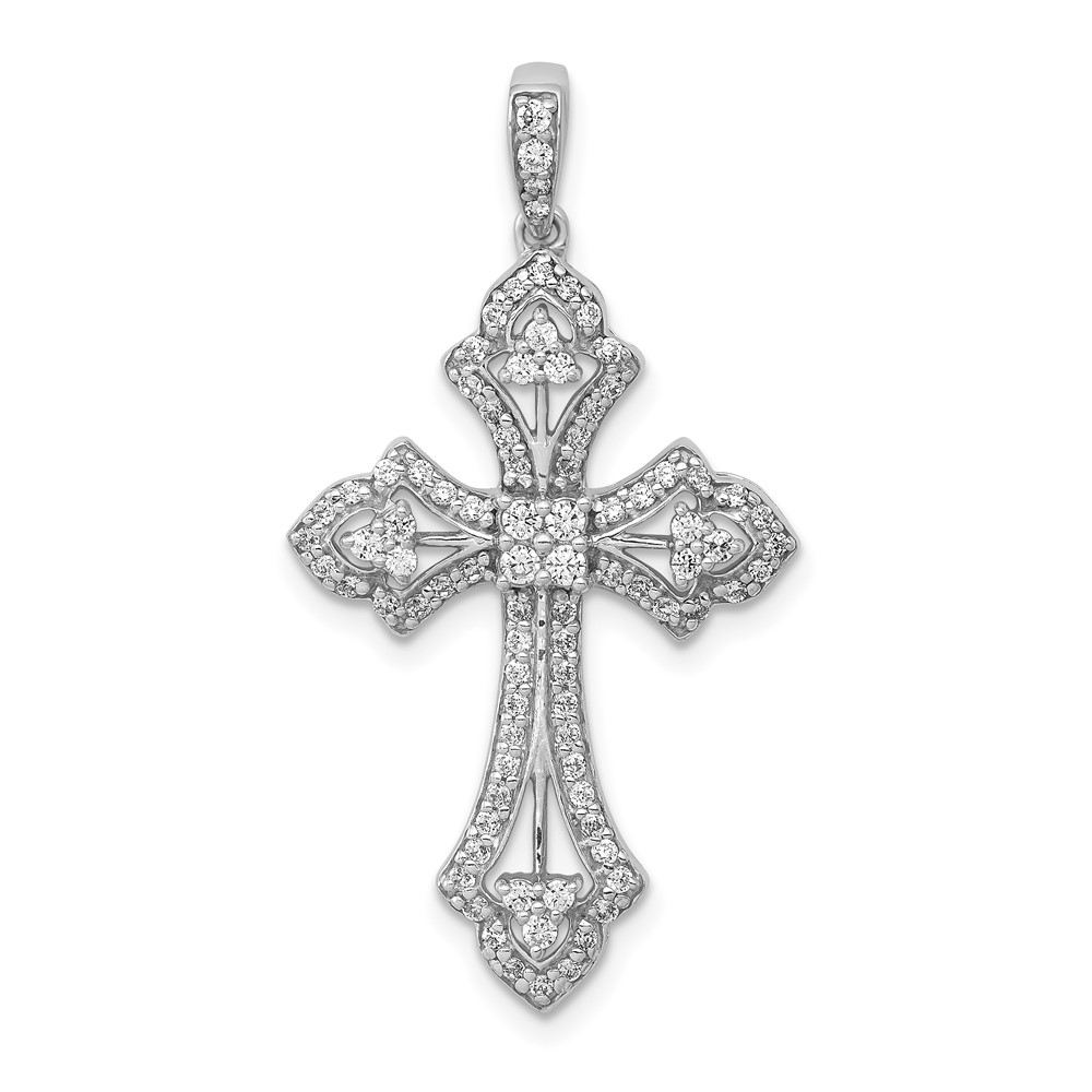 14K White Gold 0.50 Carat Lab Grown Diamond VS SI+ G+ Complete Fashion Cross Pendant