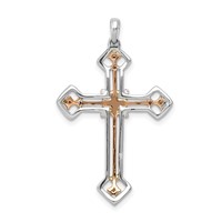 14K Two Tone Rose and White Gold 0.38 Carat Lab Grown Diamond VS SI+ G+ Complete Cross Pendant view 3