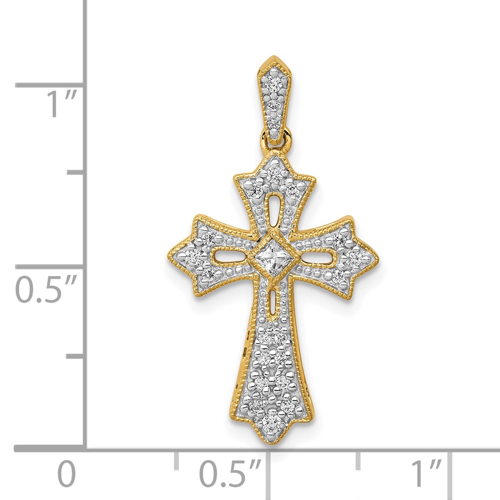 10K  1/6ct. Diamond Fleur de Lis Cross Pendant (PM5088-016-1YA)