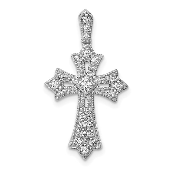 Diamond Fleur de Lis Cross Pendants