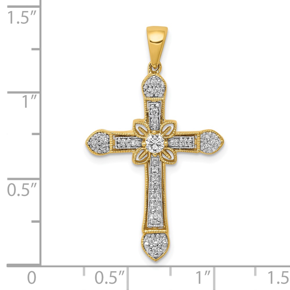 10k 1/3ct. Diamond Filigree Cross Pendant (PM5090-033-1YA)