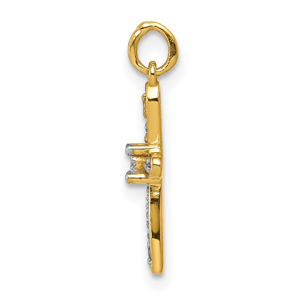 14k and Rhodium .03ct. Diamond Cross Charm (PM5091-003-YA)