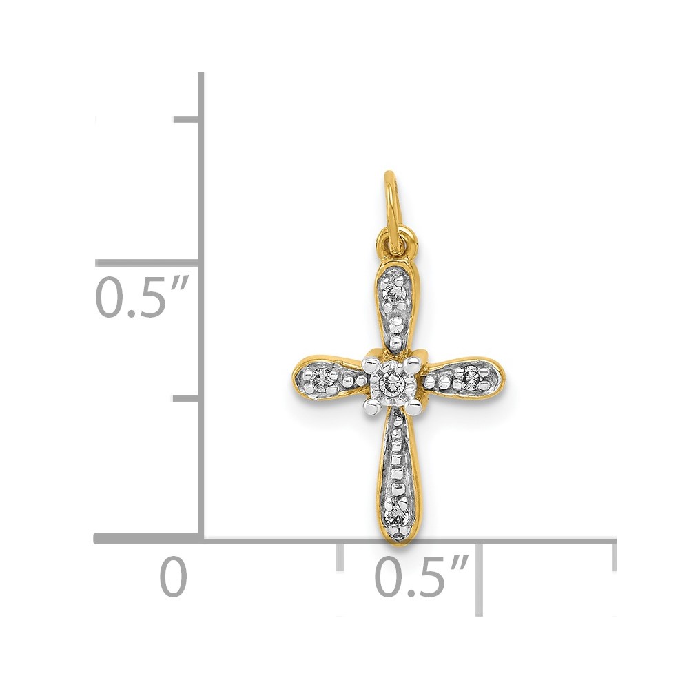 14k and Rhodium .03ct. Diamond Cross Charm (PM5091-003-YA)