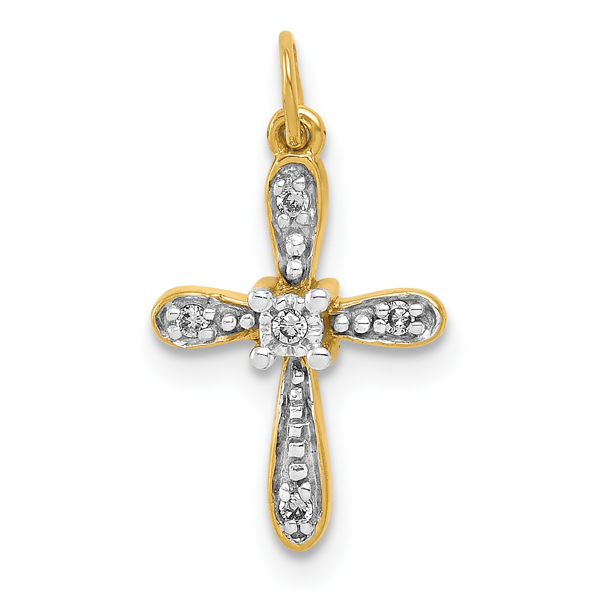 14k and Rhodium .03ct. Diamond Cross Charm (PM5091-003-YA)