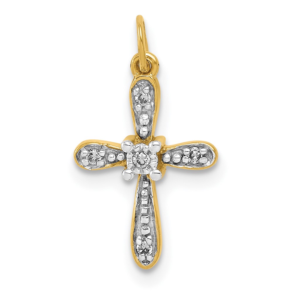14k and Rhodium .03ct. Diamond Cross Charm (PM5091-003-YA)
