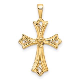 14k Cross with Heart Center Pendant Mounting