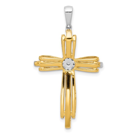 14k Two-tone 1/3 carat Diamond Passion Cross Pendant