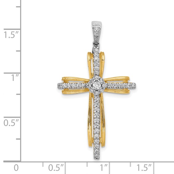 14k Two-tone 1/3 carat Diamond Passion Cross Pendant