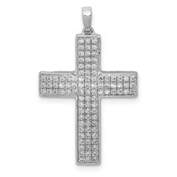 14K White Gold 0.50 Carat Lab Grown Diamond VS SI+ G+ Complete Latin Cross Pendant view 1