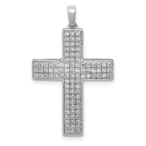 14K White Gold 0.50 Carat Lab Grown Diamond VS SI+ G+ Complete Latin Cross Pendant
