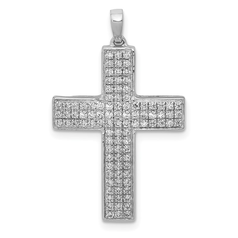 14k White Gold 1/2 carat Lab Grown Diamond VS/SI+ G+ Complete Latin Cross Pendant