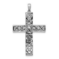 14K White Gold 1 Carat Lab Grown Diamond VS SI+ G+ Complete Latin Cross Pendant view 3